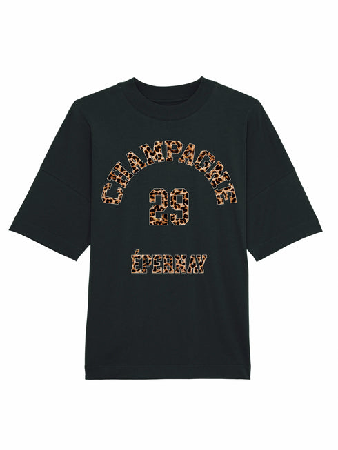 Crewneck Oversized T-shirt Champagne Epernay Leopard